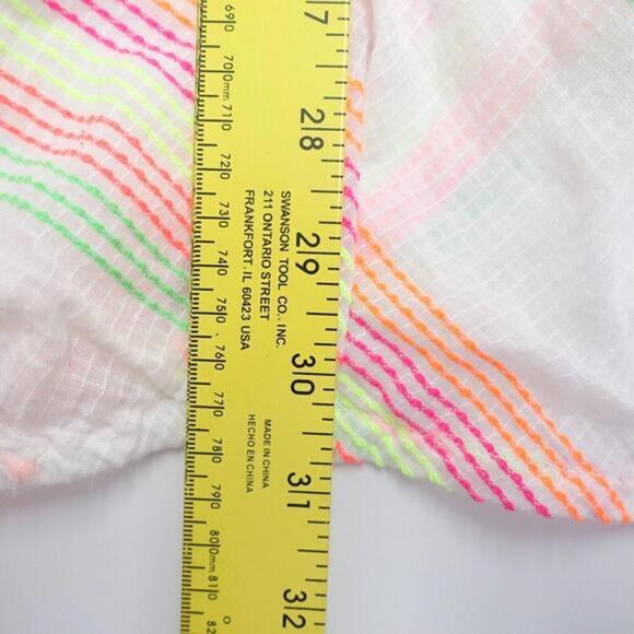 Lane Bryant Peasant Blouse Women's 26/28 Neon Stripes Keyhole Neck Raglan Sleeve - Picture 5 of 7